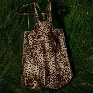 NWT Leopard Print Hunting Wives Chic Deep V Neck Animal Print Tank Sz Large